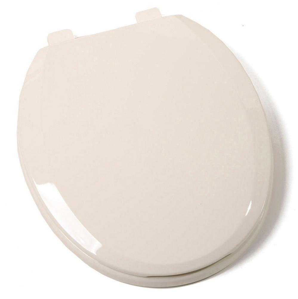 Slow-Close Deluxe Plastic Seat, Biscuit, Round Closed Front with Cover