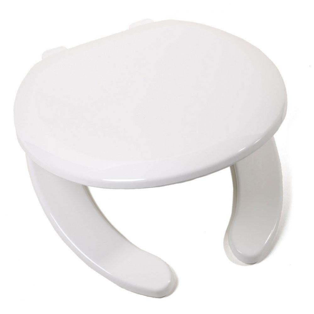 Slow-Close Premium Plastic Seat, White, Round Open Front with Cover