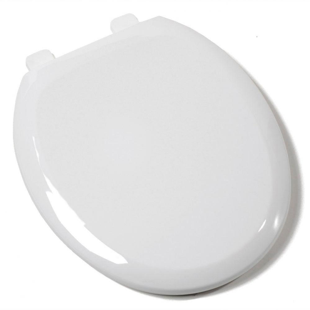 Slow-Close Premium Plastic Seat, White, Round Closed Front with Cover