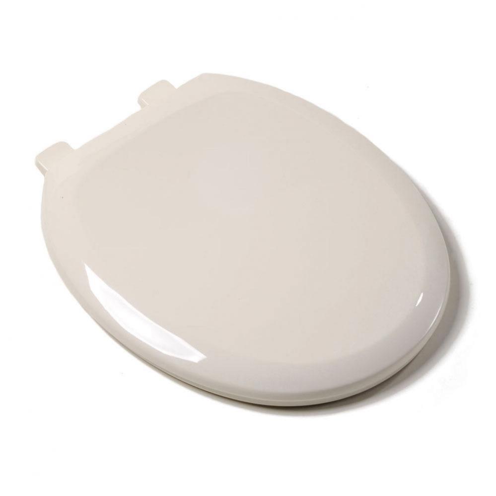Slow-Close Premium Plastic Seat, Biscuit, Round Closed Front with Cover