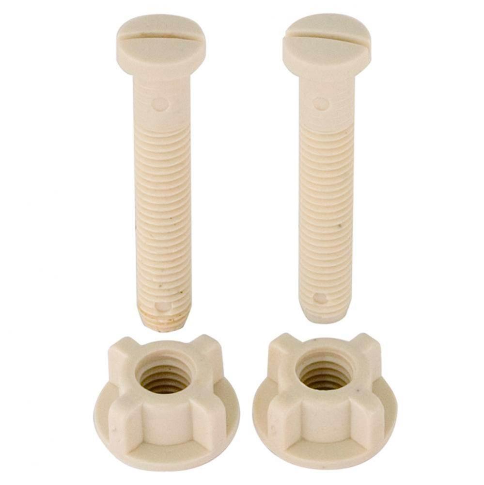 Plastic Replacement Bolts and Nuts for Top Mount Toilet Seat Hinges, White