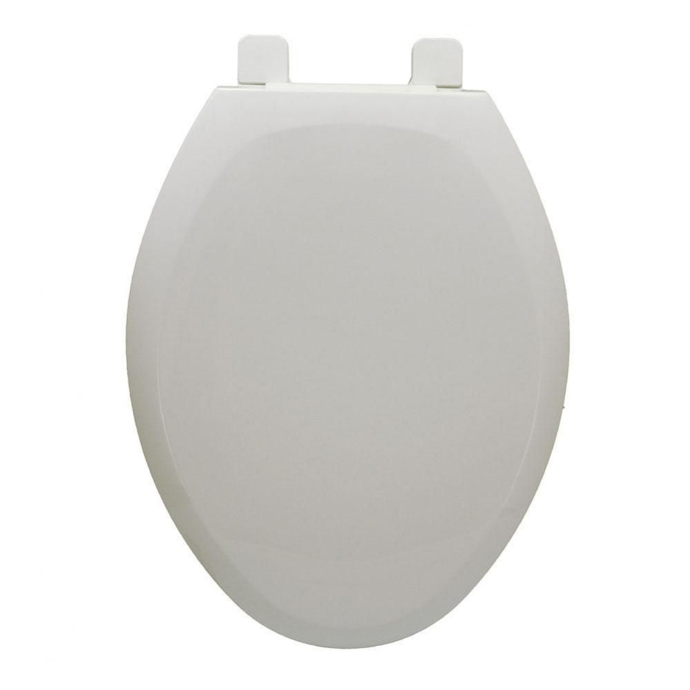 Premium Plastic Seat, White, Stainless Steel Hinge Posts, Elongated Closed Front with Cover