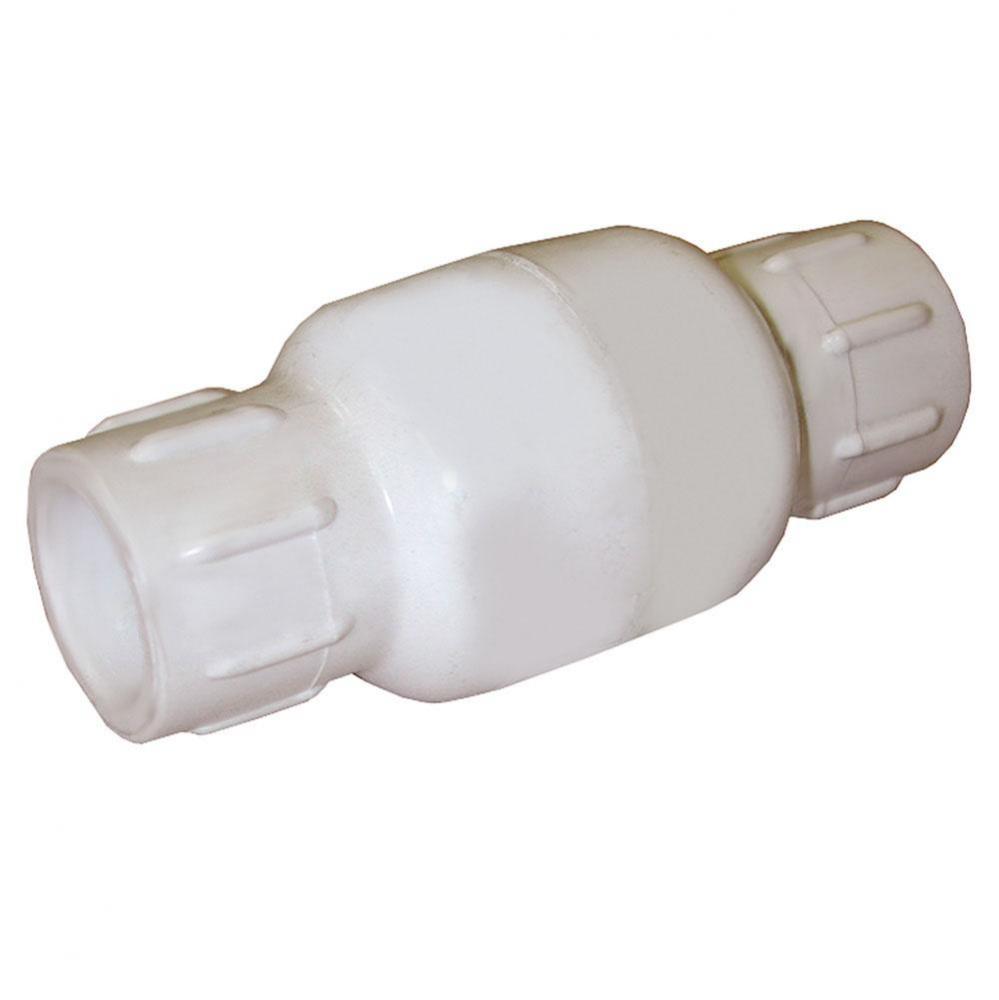 1/2'' Inline PVC Check Valve, Solvent Ends