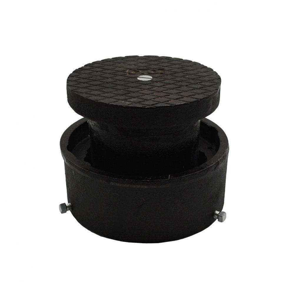 2'' Adjustable-Plain End Cleanout with 5-1/4'' Cast Iron Cover with Center Scr