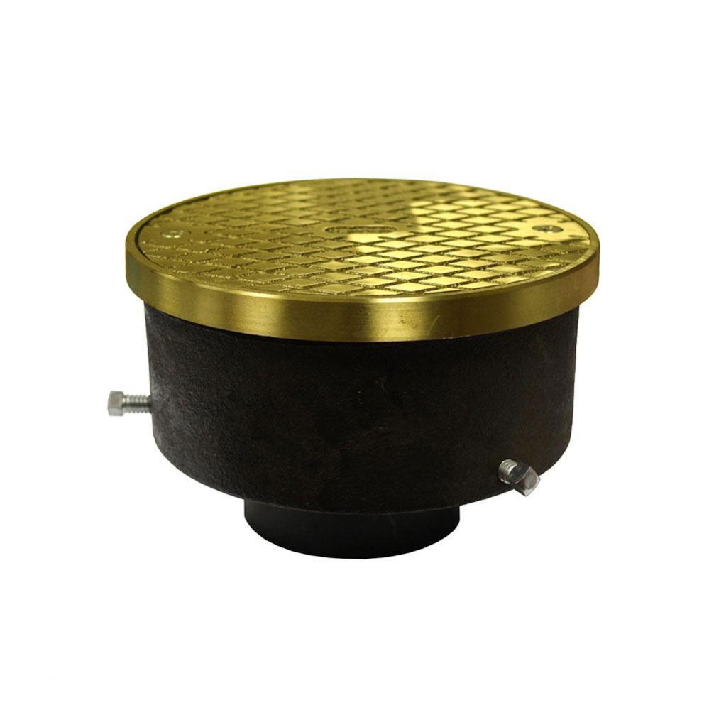 3'' Adjustable ABS Cleanout for Plastic Pipe with 5-1/2'' Polished Brass Cover