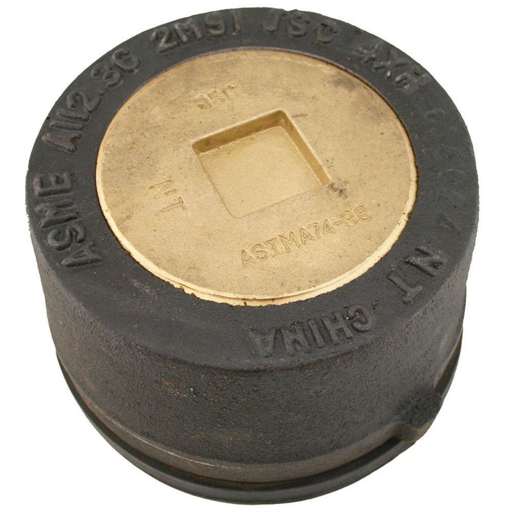 4'' Service Weight Push-On Cleanout with Gasket with Countersunk Plug - 3-1/4'&apos