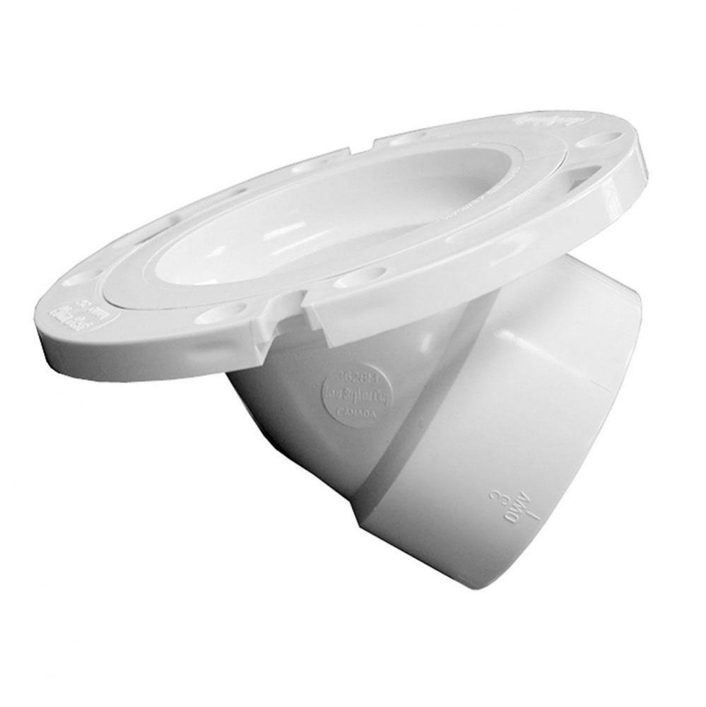 3'' x 4'' 45degree PVC Closet Flange with Plastic Ring