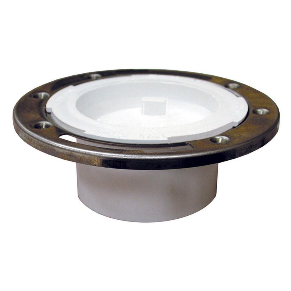 3'' x 4'' Plumbfit PVC Closet Flange with Stainless Steel Ring and Knockout