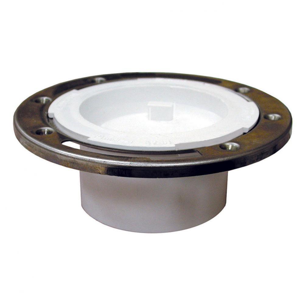 4'' Plumbfit PVC Closet Flange with Stainless Steel Ring and Knockout