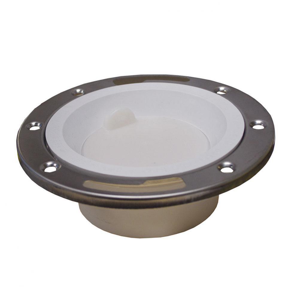 3'' x 4'' PVC Closet Flange with Stainless Steel Ring and Knockout