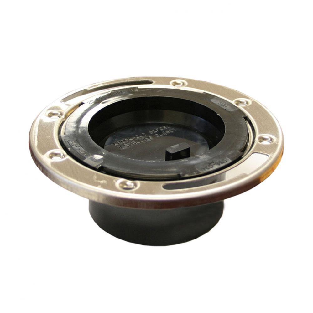 3'' x 4'' Plumbfit ABS Closet Flange with Stainless Steel Ring and Knockout