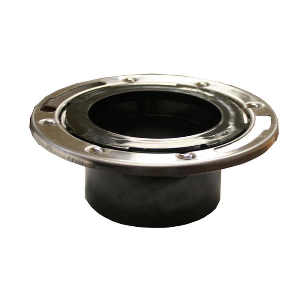 3'' x 4'' Plumbfit ABS Closet Flange with Stainless Steel Ring less Knockout