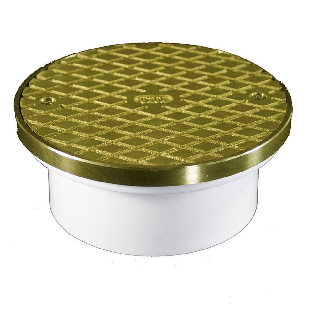 4'' PVC General Purpose Access Fitting with 6'' Polished Brass Cover with Ring