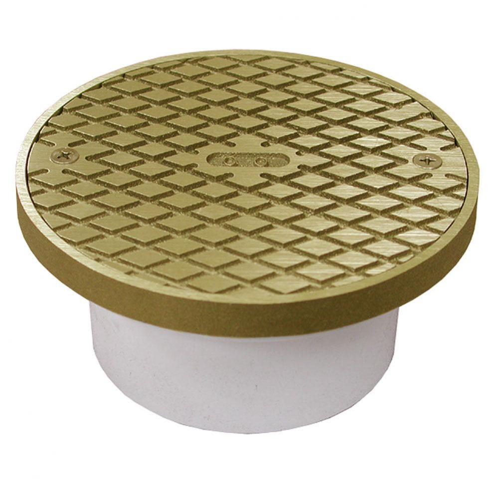 4'' PVC General Purpose Cleanout with 6'' Polished Brass Cover with Ring