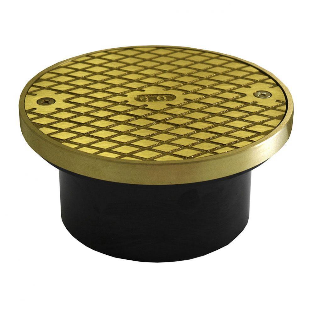 4'' ABS General Purpose Cleanout with 6'' Polished Brass Cover with Ring