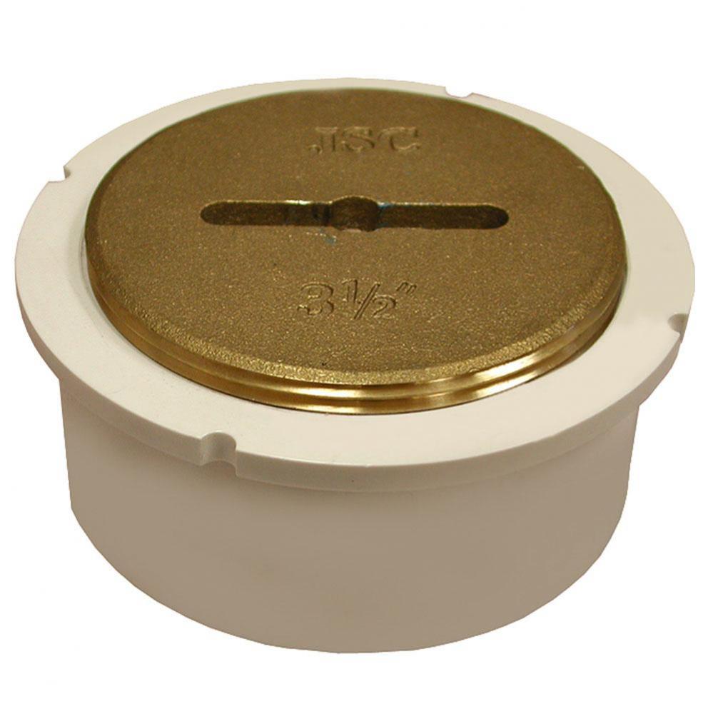4'' PVC Hub Fit Cleanout with 3-1/2'' Countersunk Brass Plug