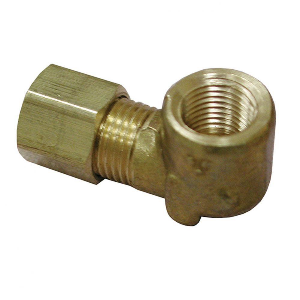 3/8'' x 1/2'' 90degree Brass Compression x Female Elbow, Lead Free