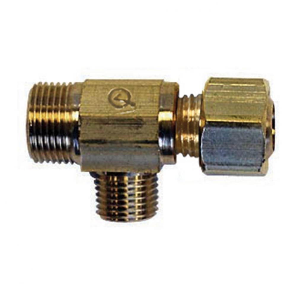 3/8'' x 3/8'' x 3/8'' Brass Compression Easy Connect Tee, Female x M