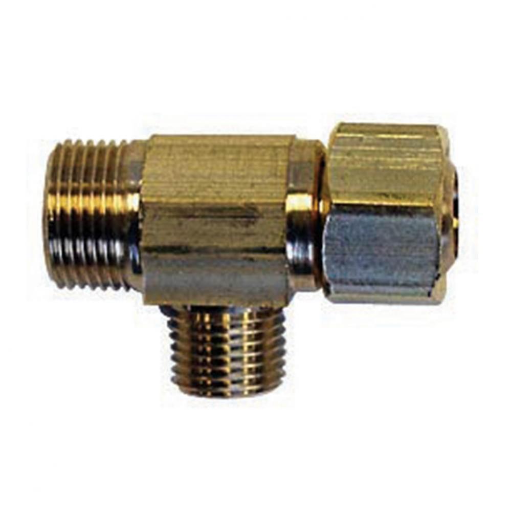 3/8'' x 3/8'' x 1/4'' Brass Compression Easy Connect Tee, Female x M