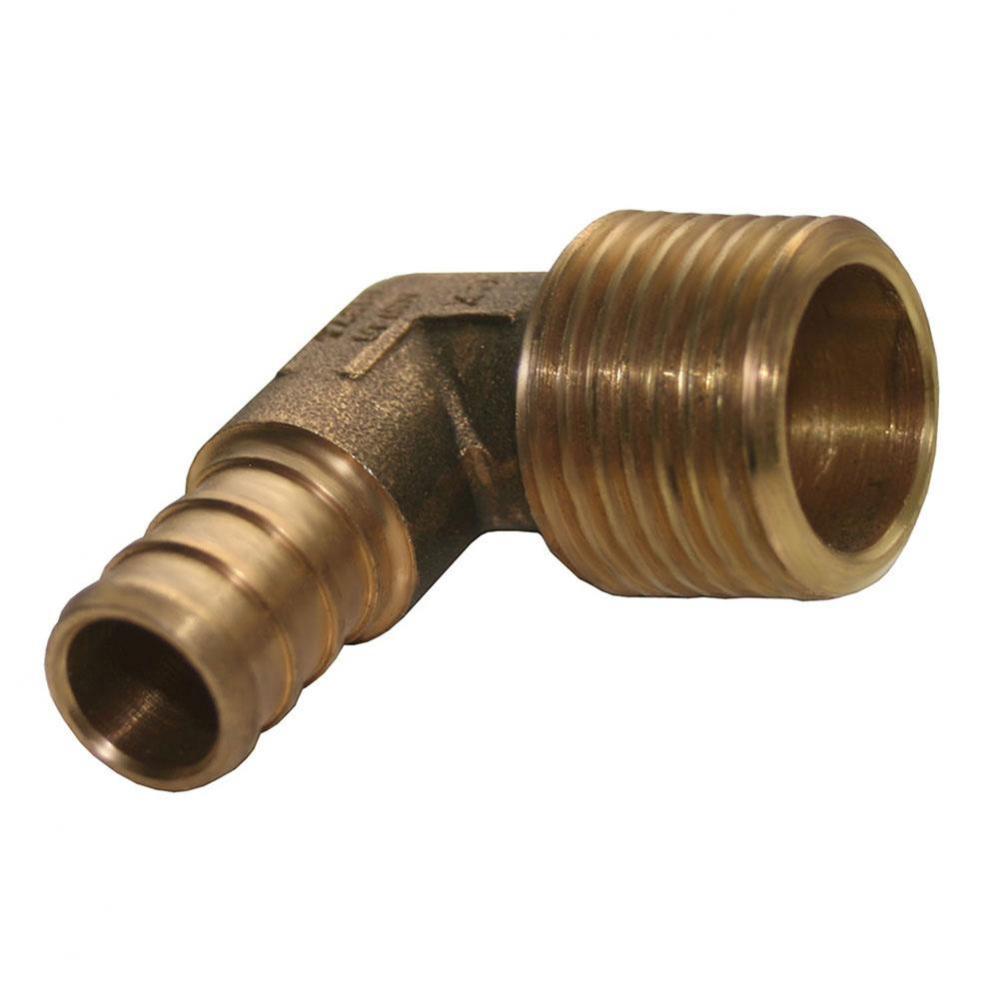 1/2'' x 1/2'' 90degree Brass PEX x Male Elbow, Lead Free