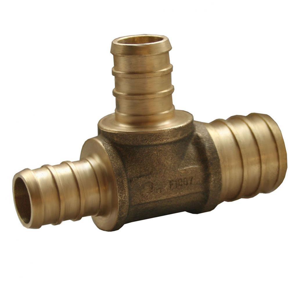 1'' x 1'' x 1/2'' Brass PEX Reducing Tee, Lead Free