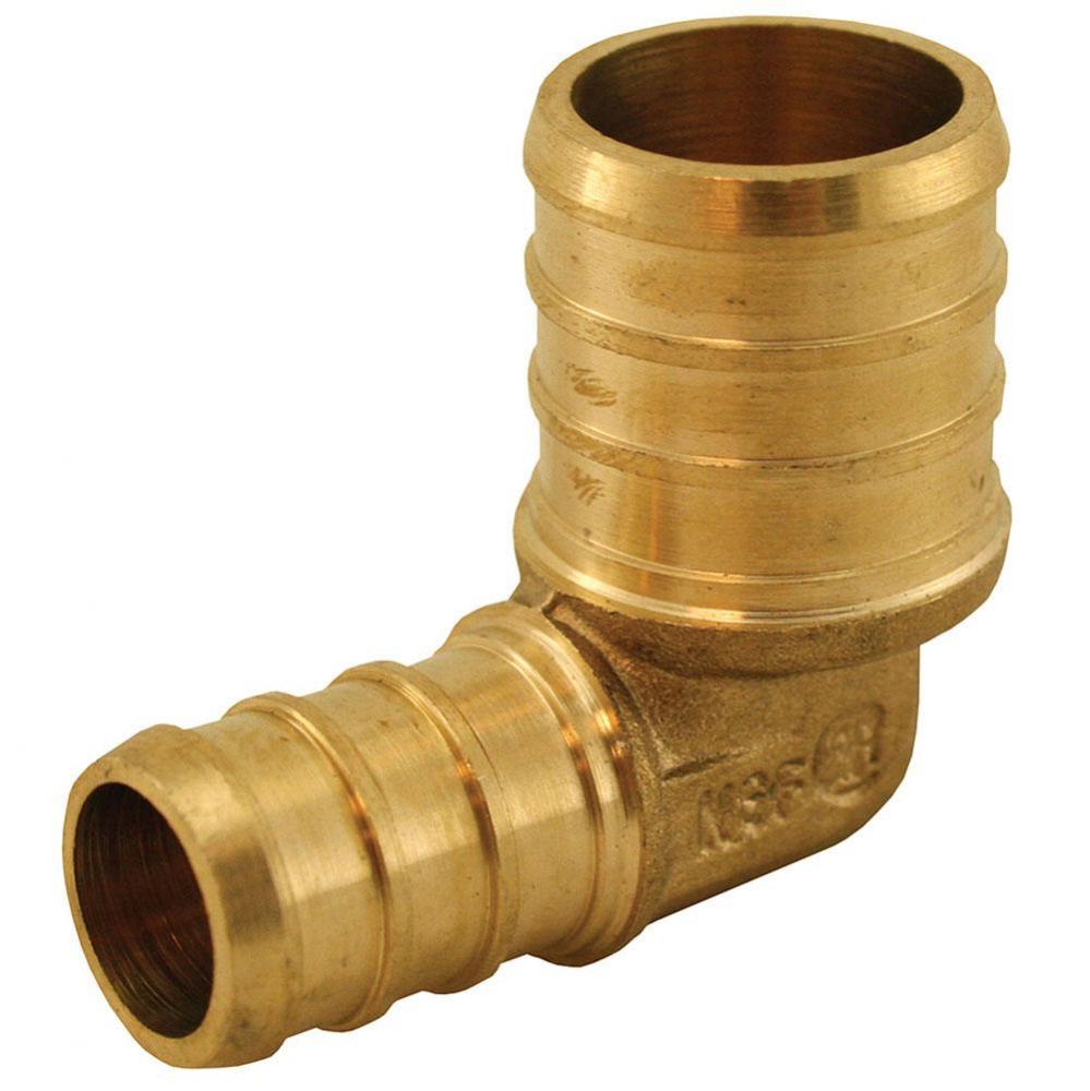 3/4'' x 1/2'' Brass PEX x PEX 90degree Elbow, Lead Free