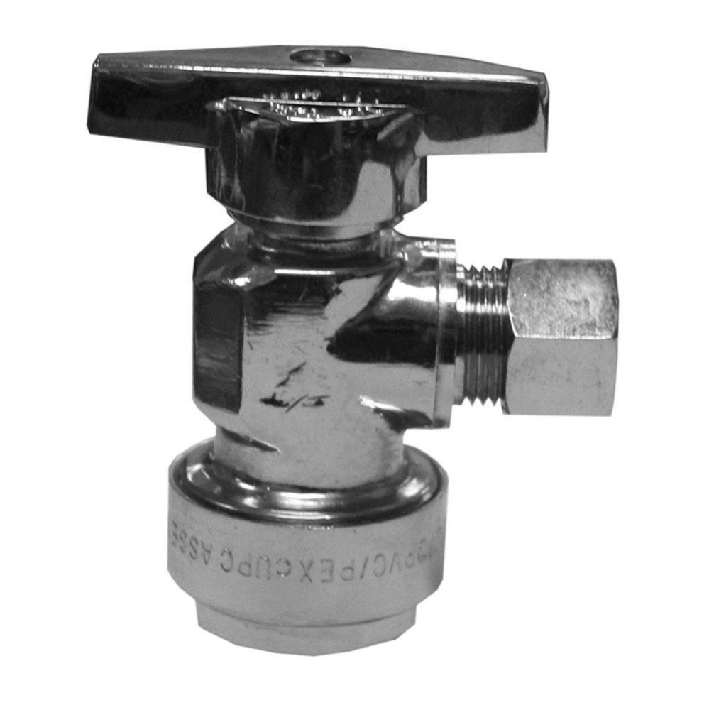 1/2'' x 3/8'' OD COMP PlumBite Push On Supply Stop, Angle, Lead Free