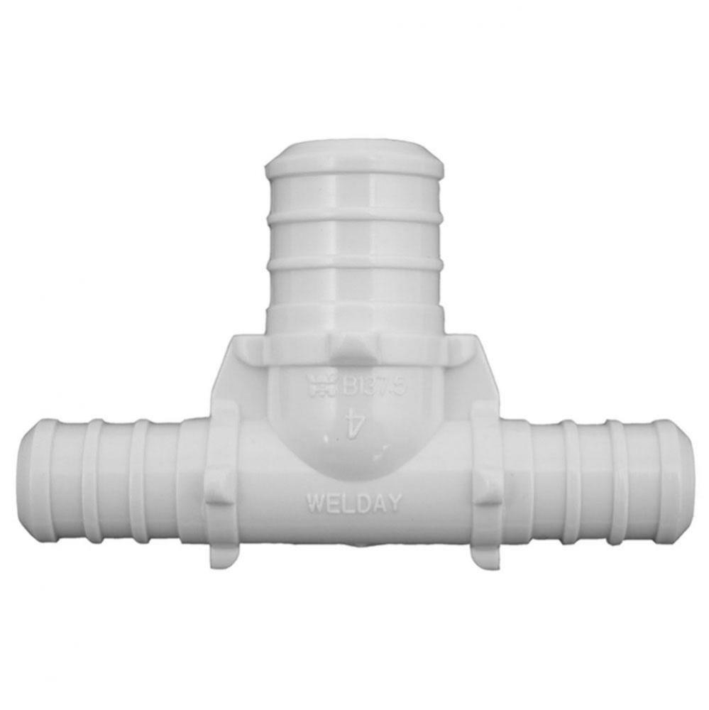 1/2'' x 1/2'' x 3/4'' Plastic White PEX Reducing Tee, Lead Free