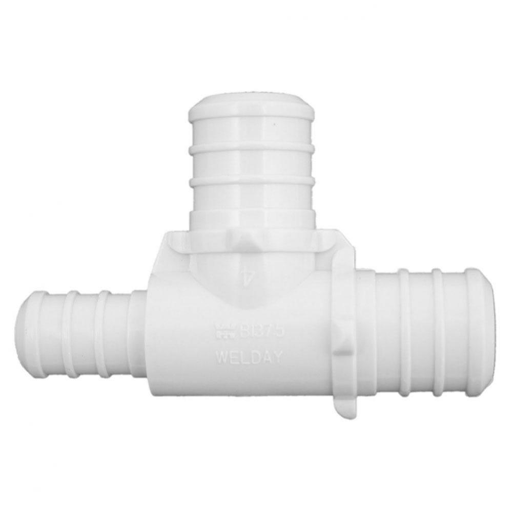 3/4'' x 1/2'' x 3/4'' Plastic White PEX Reducing Tee, Lead Free