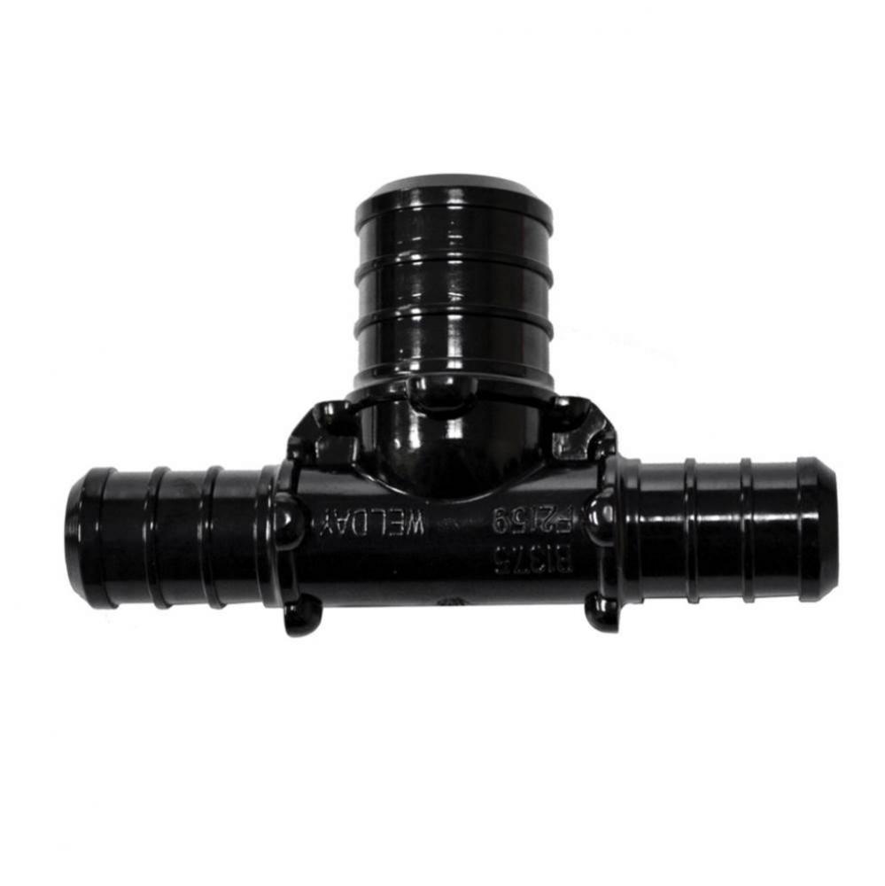 1'' x 1'' x 1/2'' Plastic Black PEX Reducing Tee, Lead Free