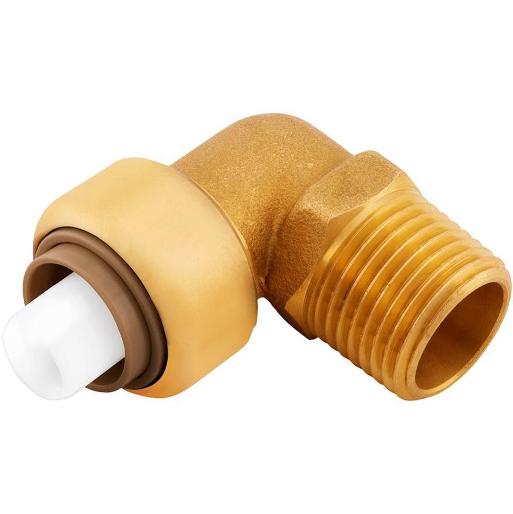 1/2'' MPT (Bagged) PlumBite Push On 90degree Elbow Adapter, Lead Free