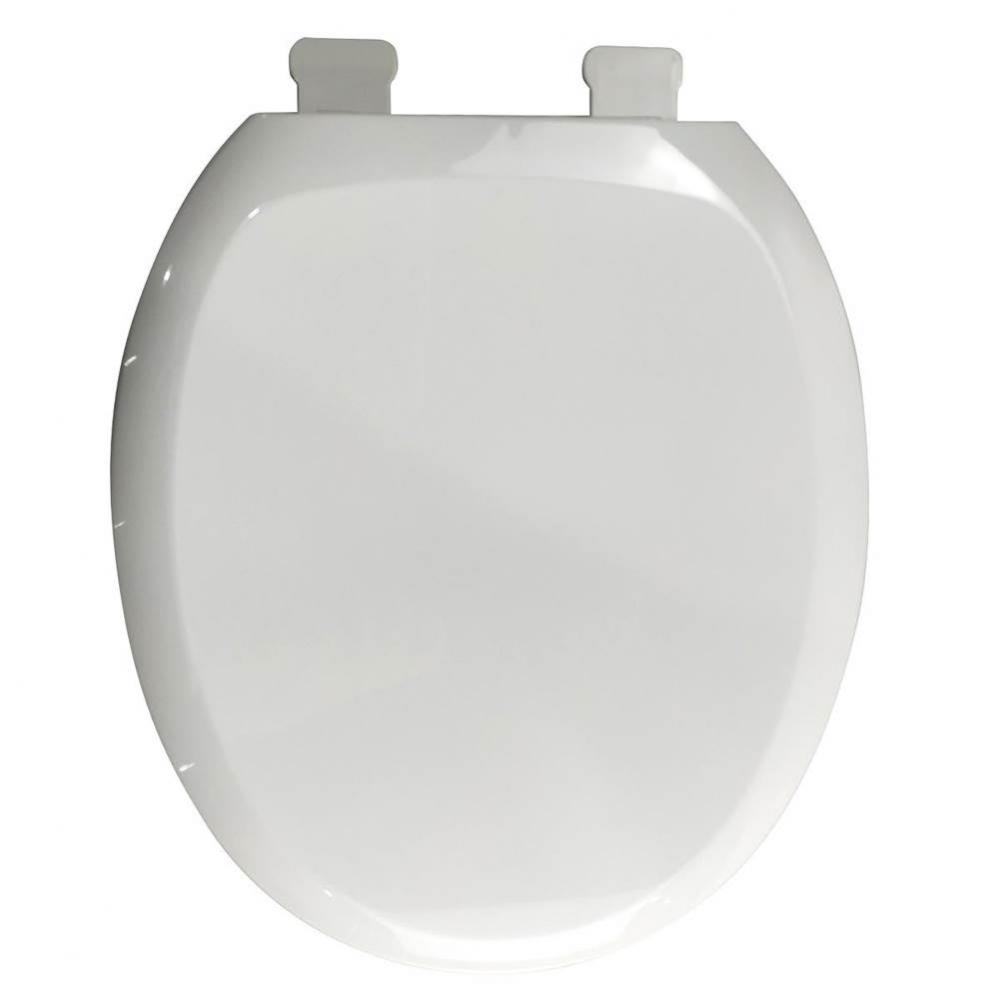 Premium Plastic Seat, White, Round Closed Front with Cover and Adjustable QuicKlean Hinge