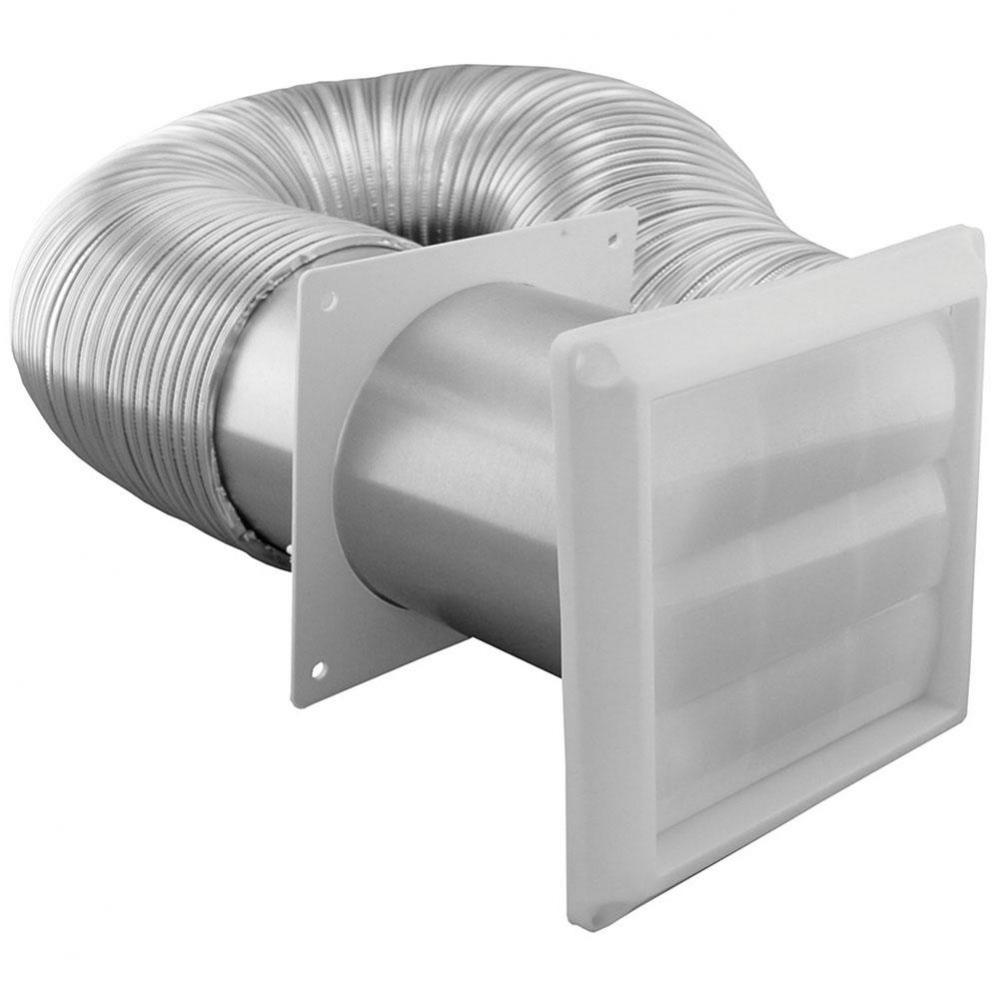 4'' x 8'' Flex Aluminum Duct with Louvered Hood and 2 Metal Clamps