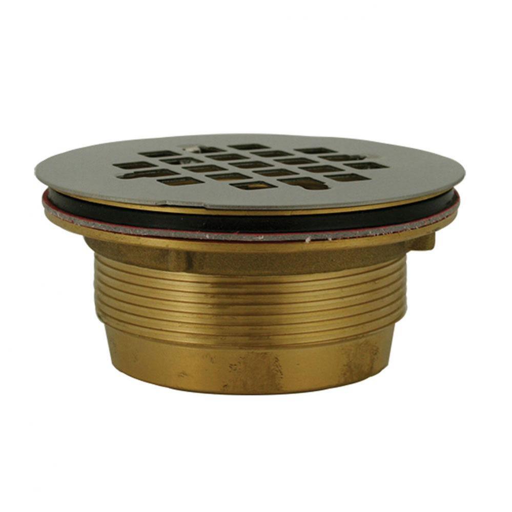 2'' No Caulk Shower Stall Drain with Brass Body and Stainless Steel Strainer (140NC)