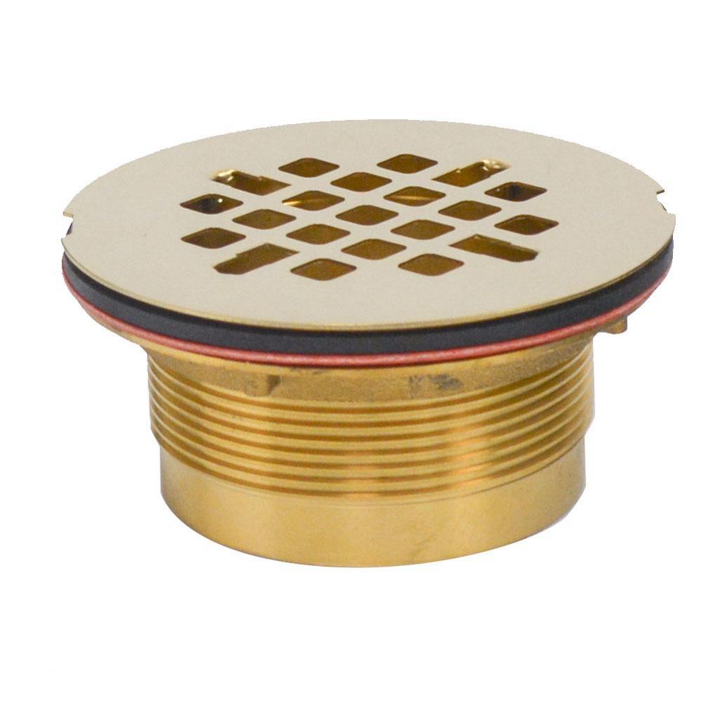 2'' Inside Caulk Shower Stall Drain with Polished Brass Strainer