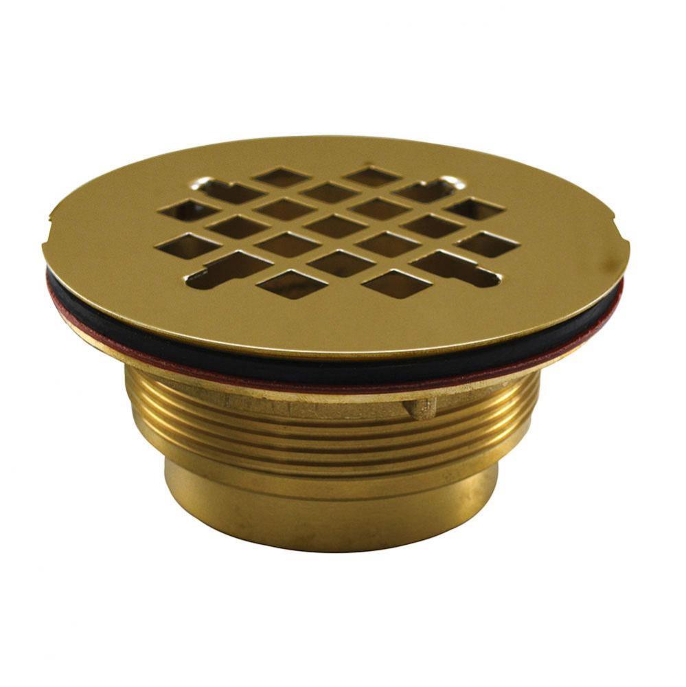 2'' IPS Shower Stall Drain with Polished Brass Strainer