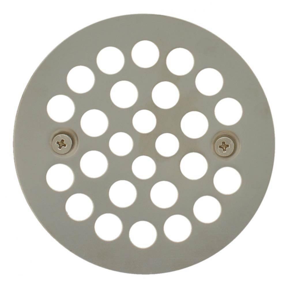 Polished Nickel 4-1/4'' Strainer with Screws for Fiberglass Shower Stall
