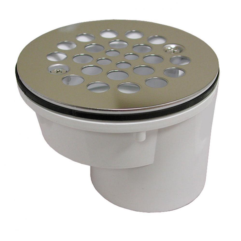 2'' Offset PVC Shower Stall Drain with Receptor Base and Stainless Steel Strainer