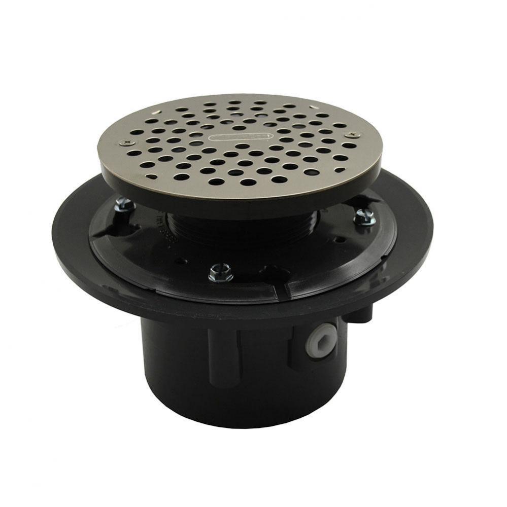 2'' x 3'' Heavy Duty PVC Drain Base with 3'' Plastic Spud and 6&apos