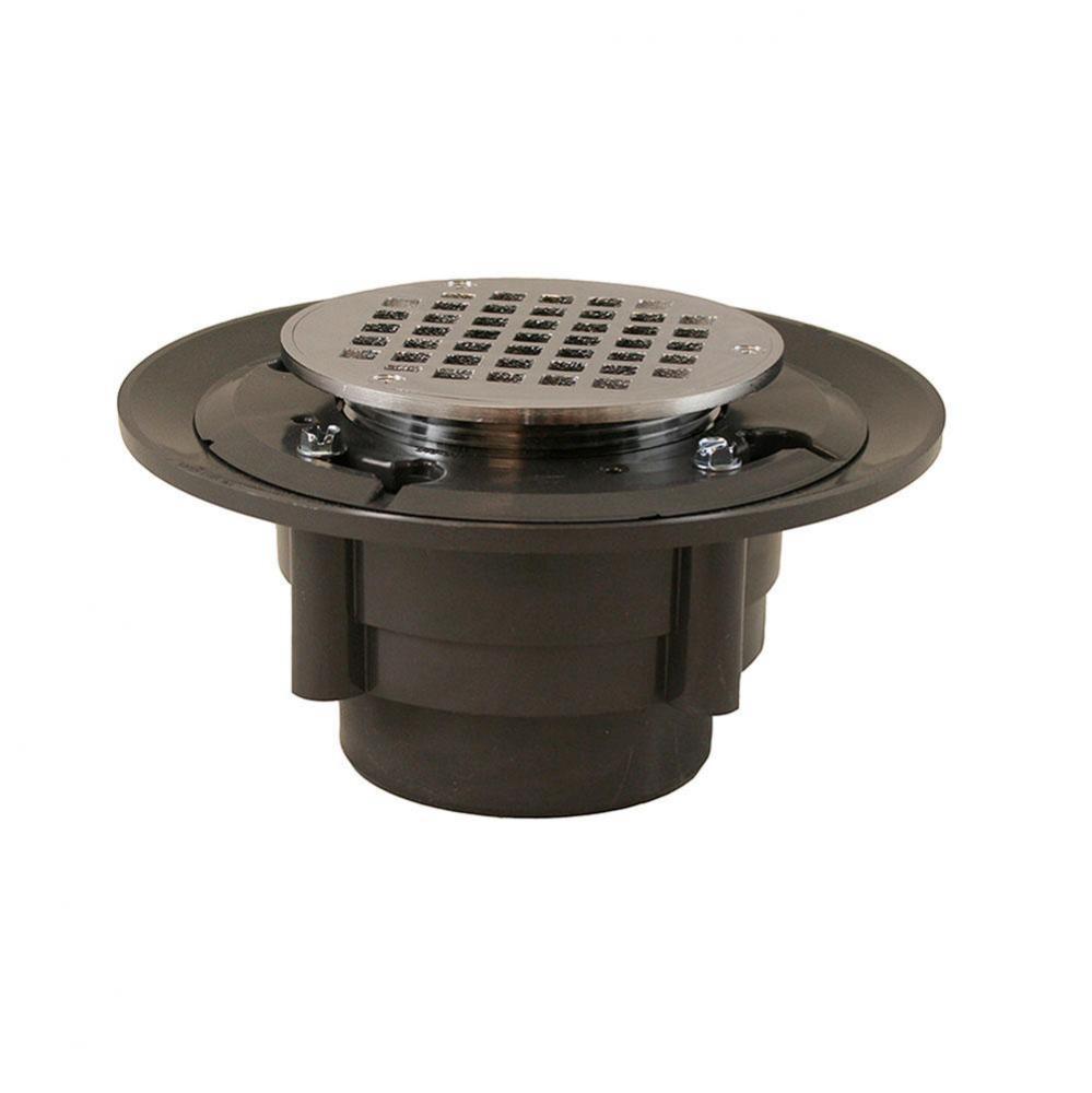 3'' x 4'' Heavy Duty PVC Drain Base with 3-1/2'' Metal Spud and 6&ap