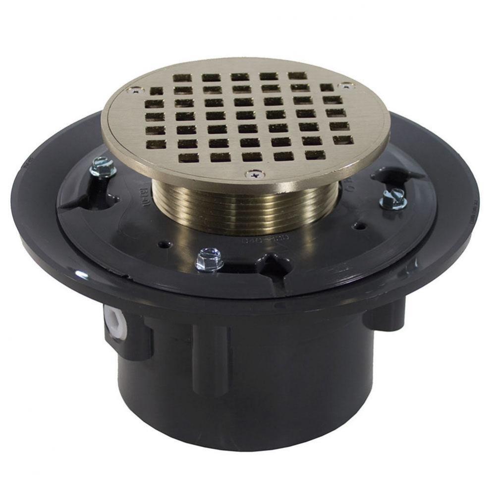 4'' Heavy Duty PVC Drain Base with 3-1/2'' Metal Spud and 6'' Nickel