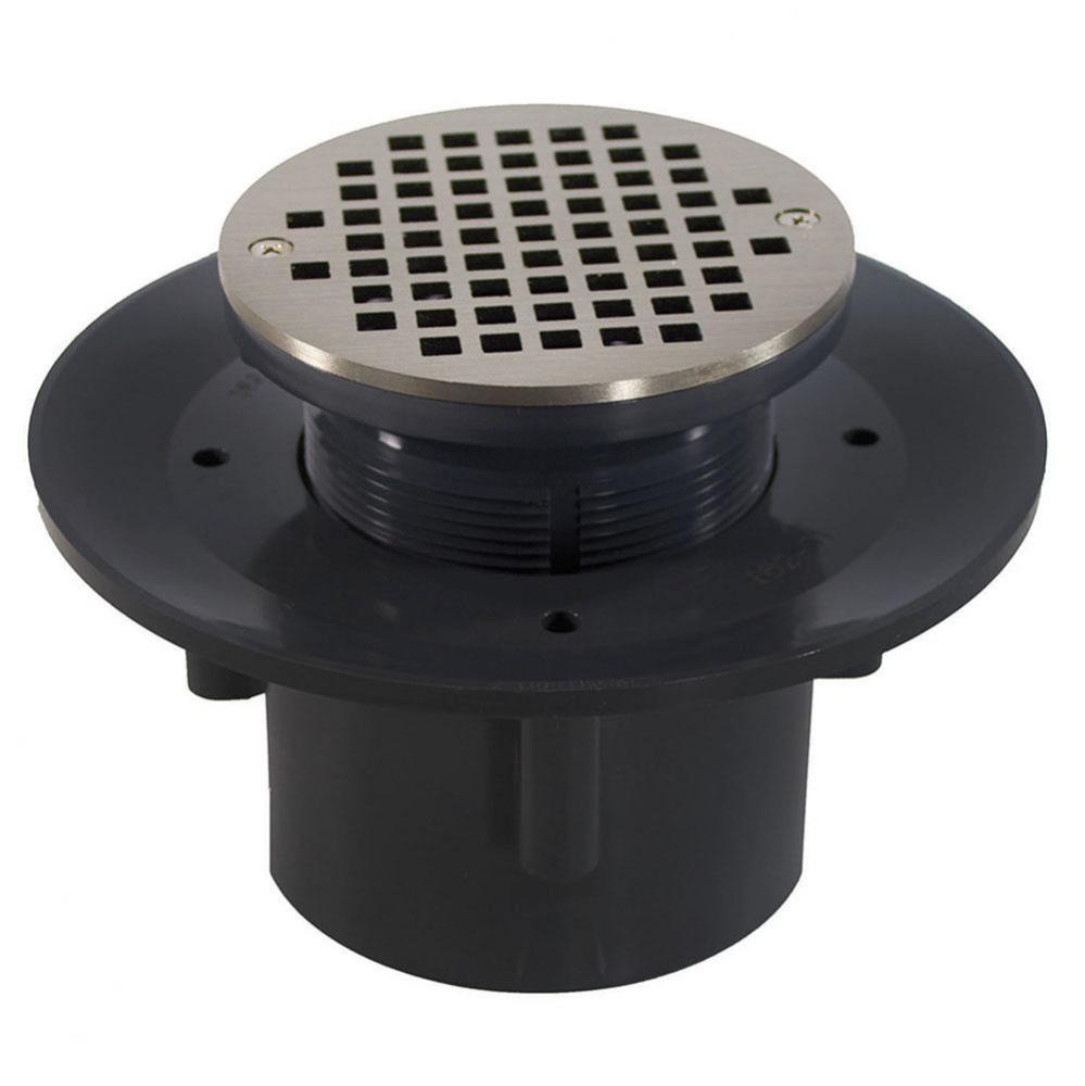 2'' x 3'' Heavy Duty PVC Slab Drain Base with 3-1/2'' Plastic Spud a