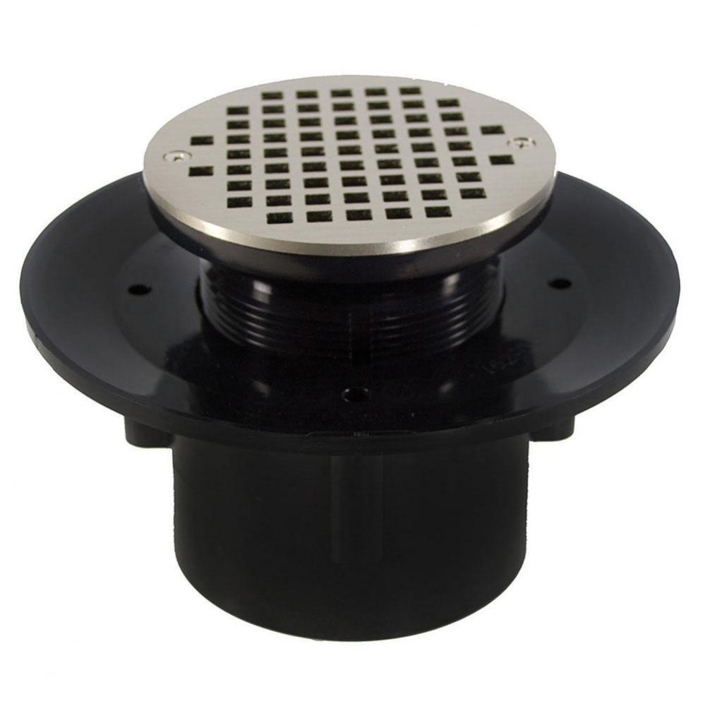 2'' x 3'' Heavy Duty ABS Slab Drain Base with 3-1/2'' Plastic Spud a