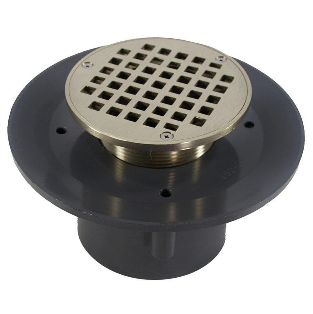 2'' x 3'' Heavy Duty PVC Slab Drain Base with 4'' Metal Spud and 5&a