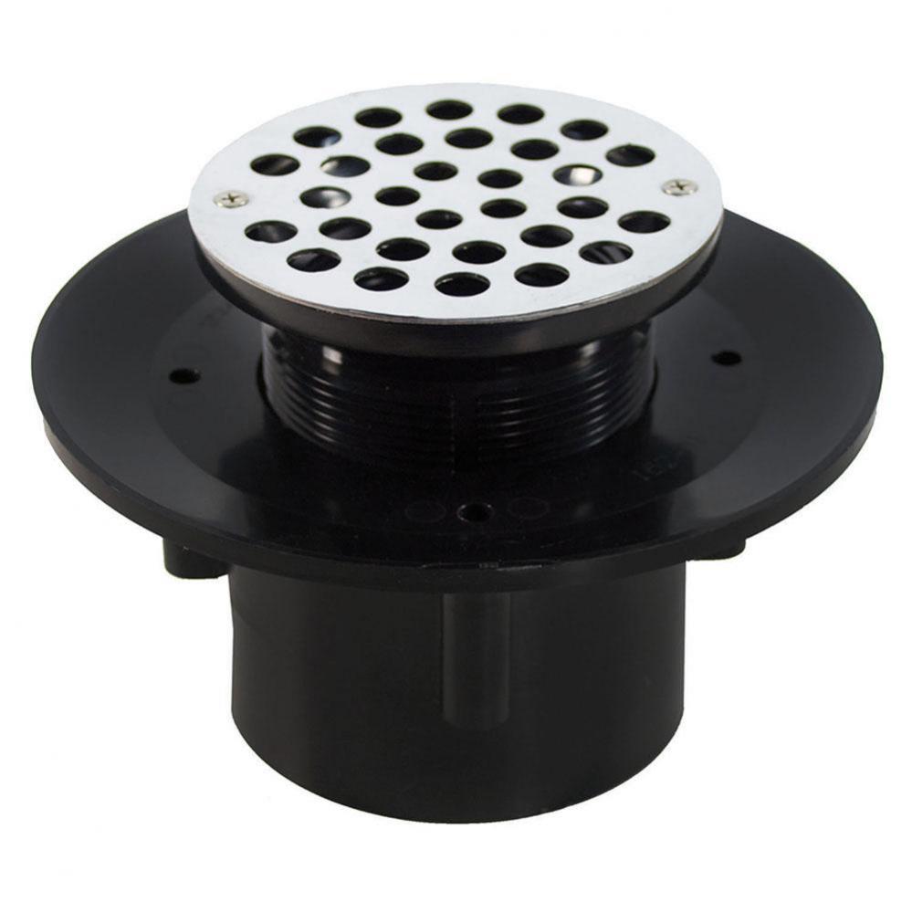 3'' x 4'' Heavy Duty ABS Slab Drain Base with 3'' Plastic Spud and 6