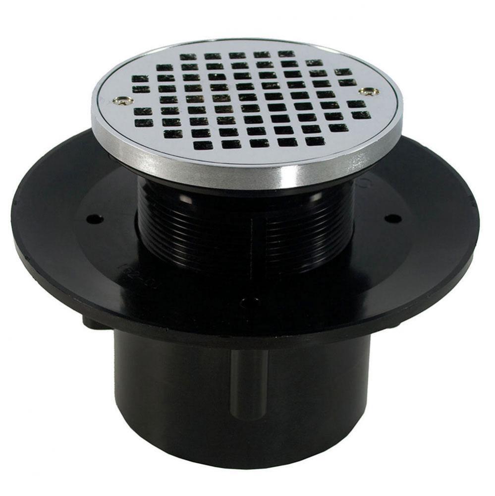 3'' x 4'' Heavy Duty ABS Slab Drain Base with 3'' Plastic Spud and 6