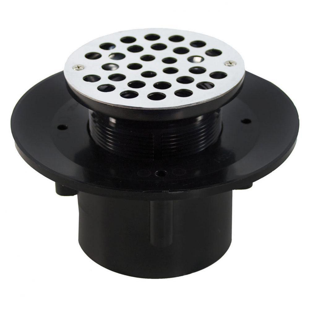 3'' x 4'' Heavy Duty ABS Slab Drain Base with 3-1/2'' Plastic Spud a