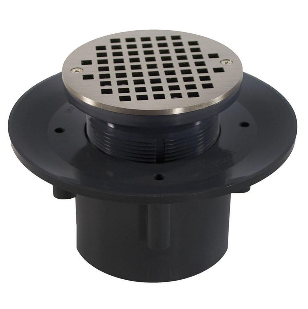 3'' x 4'' Heavy Duty PVC Slab Drain Base with 3-1/2'' Plastic Spud a