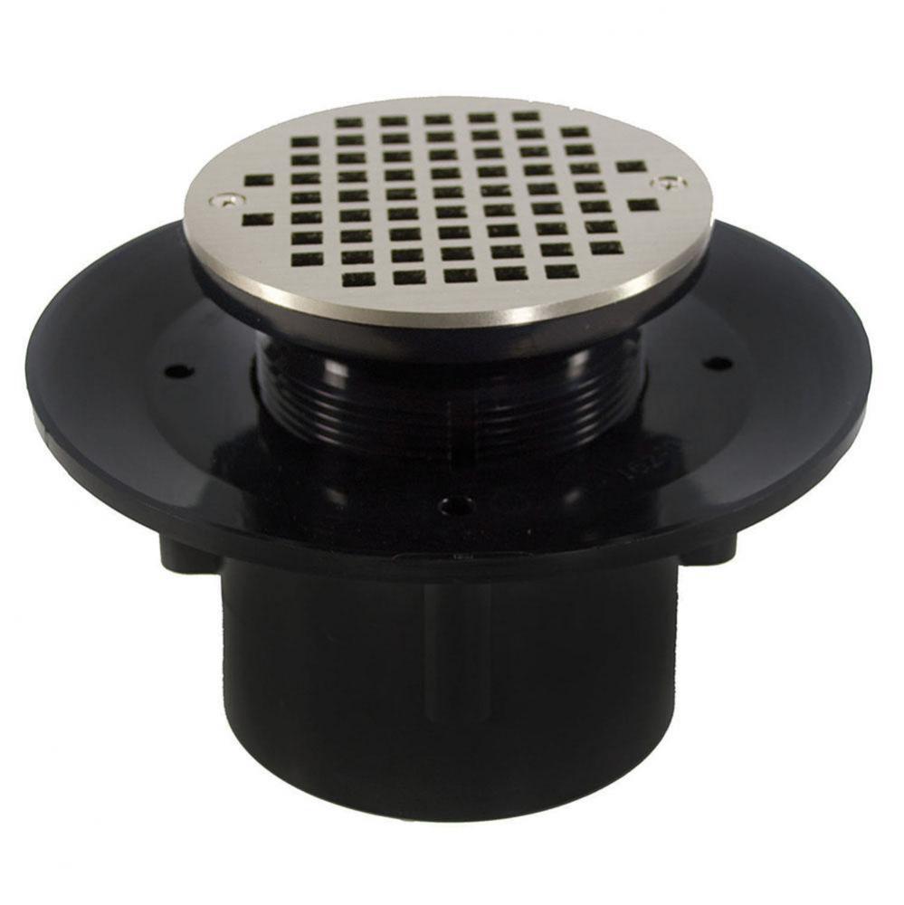 3'' x 4'' Heavy Duty ABS Slab Drain Base with 3-1/2'' Plastic Spud a