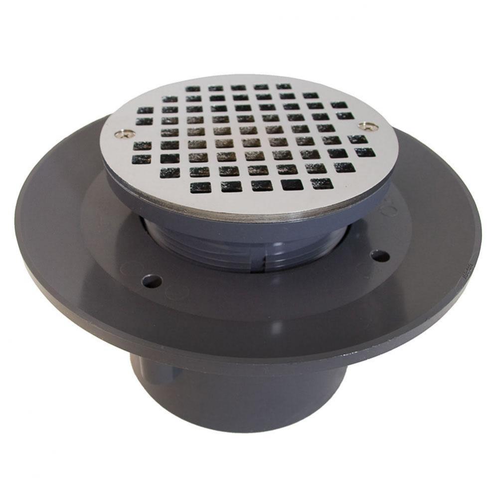 3'' x 4'' Heavy Duty PVC Slab Drain Base with 3-1/2'' Plastic Spud a